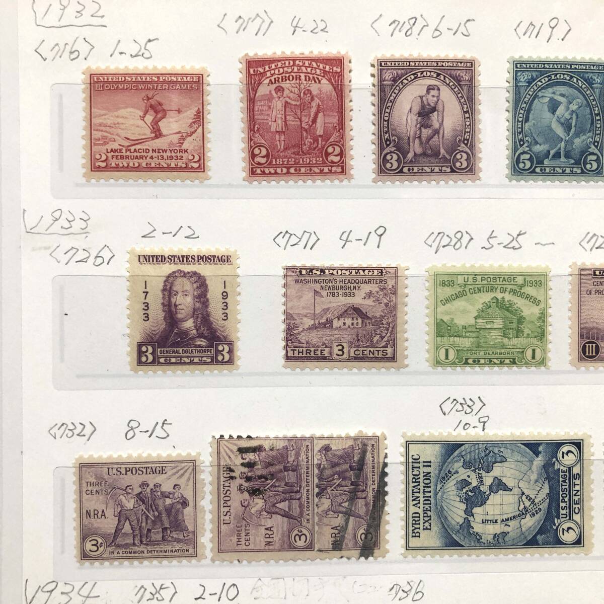 L【外国切手】アメリカ　USA 切手　偉人　1932 1933　1C 2C 3C 　コレクション_画像2