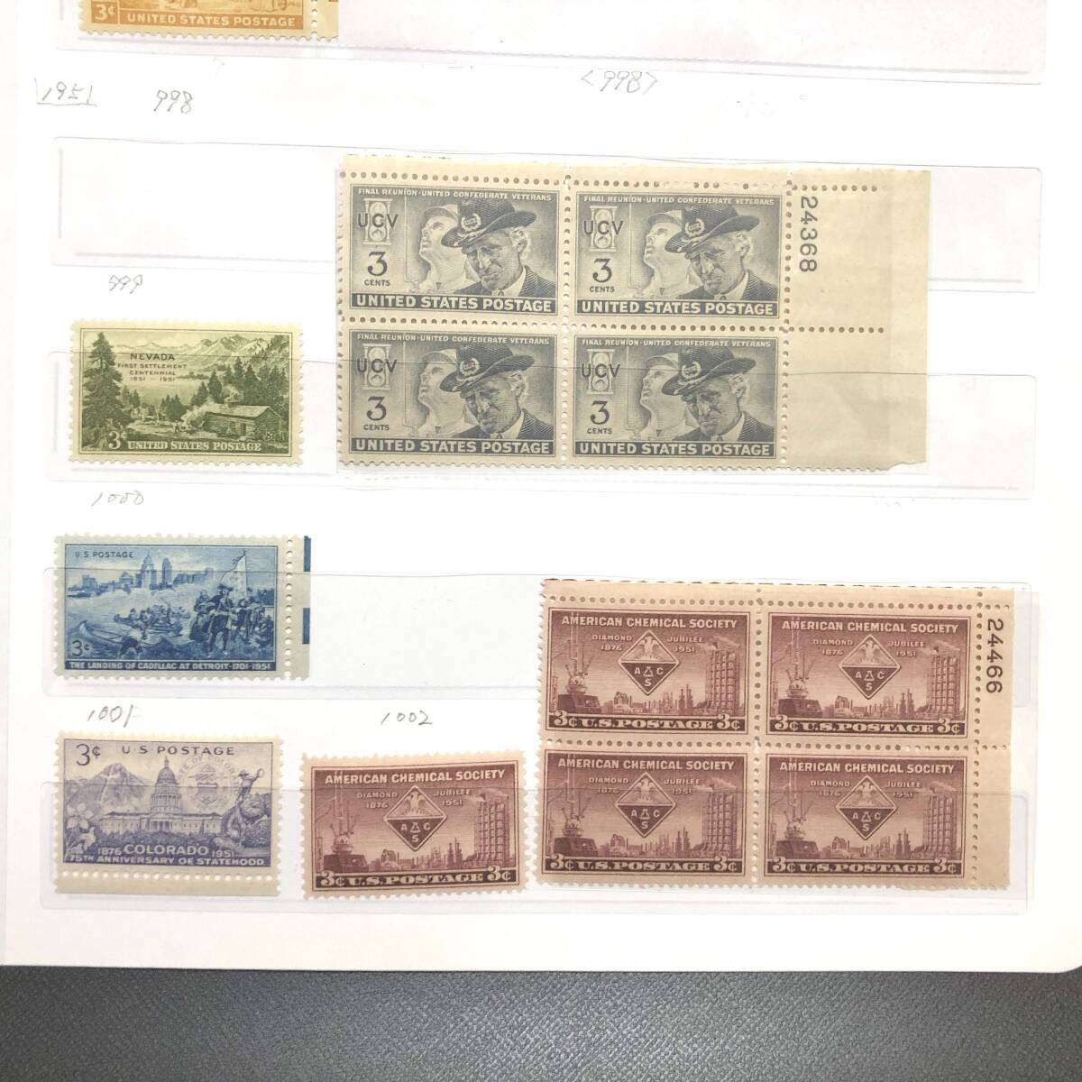L【外国切手】アメリカ　USA 切手 1950 1951　偉人　記念切手　3C 　コレクション_画像3