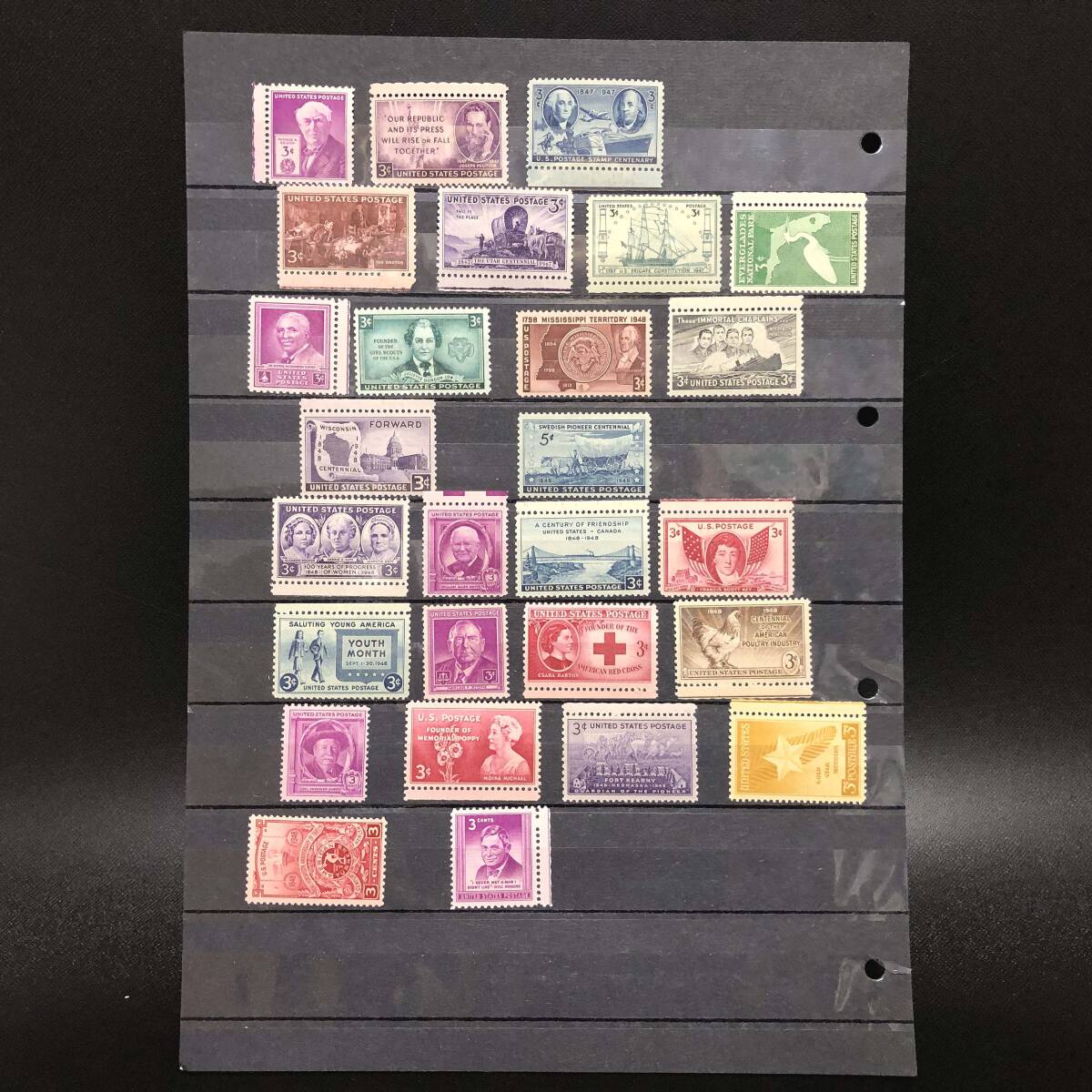 L【外国切手】アメリカ　USA 切手 1947 1948 　偉人　記念切手　3C 　コレクション_画像1