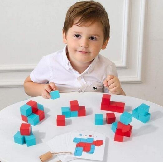 人気 　積木知育玩具 木製パズル 積み木　想像力　算数　親子　ブロック 立方体 30個積木_画像1