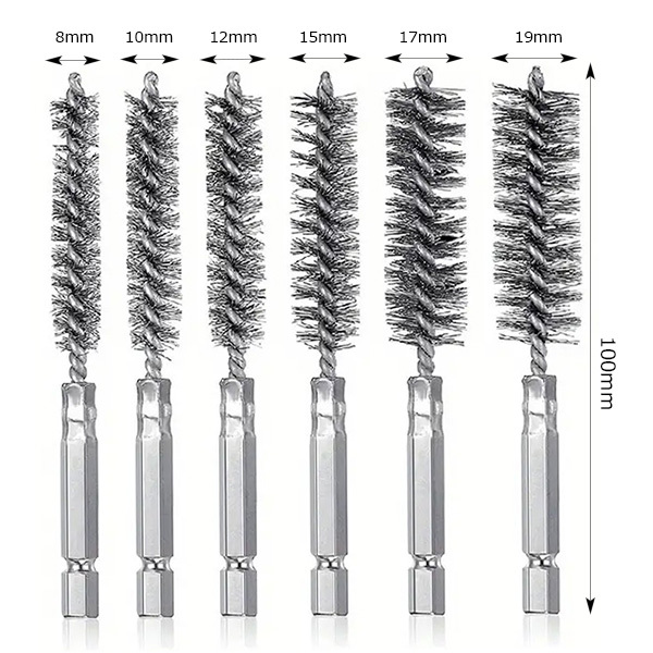 錆取り用ステンレス鋼ボアブラシ（ワイヤーブラシ）6本セット ODGN2-T277_画像2