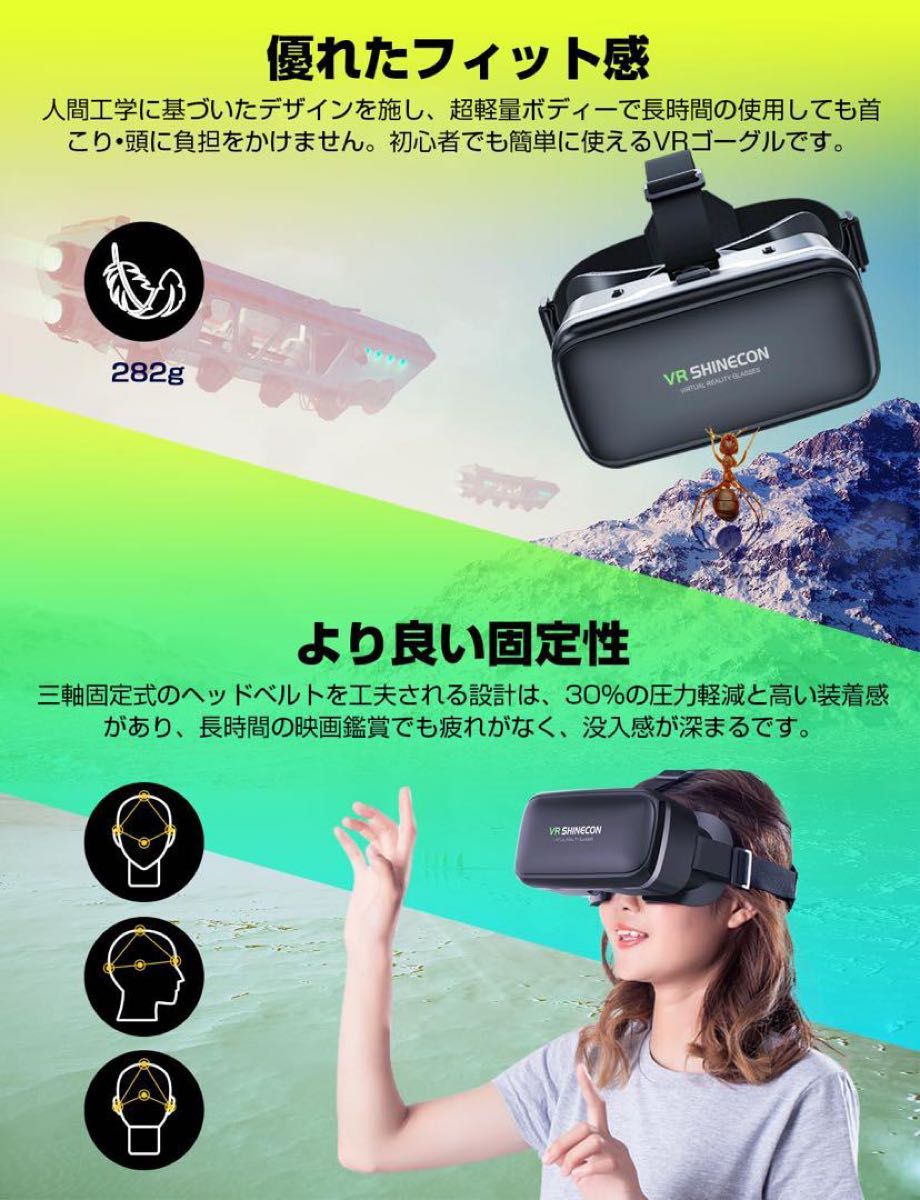 VRヘッドセット ヘッドマウントディスプレイ スマホ用 ピントや目幅調整可 VRゴーグル