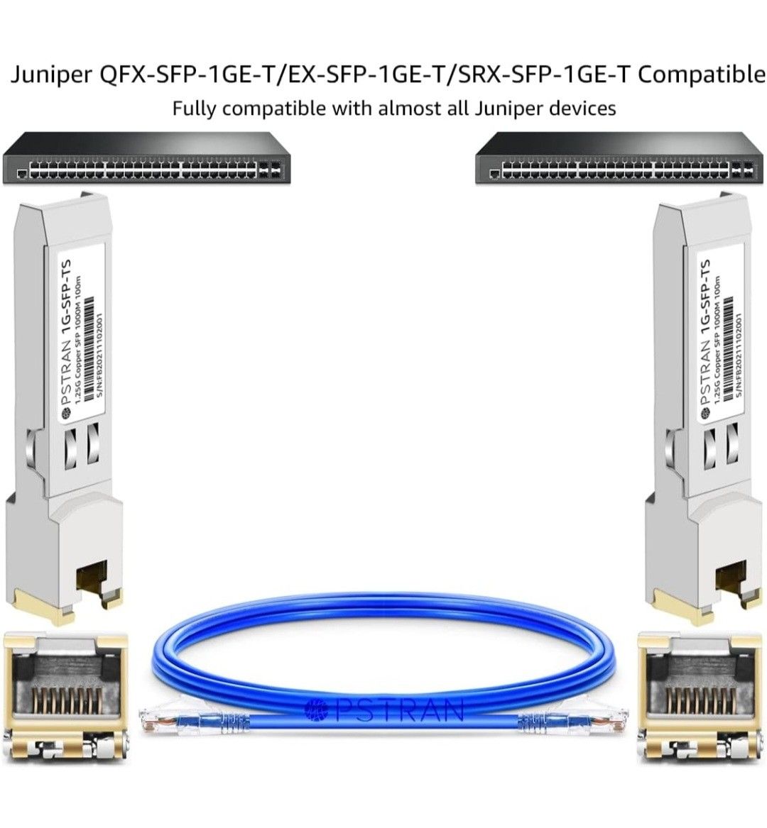 OPSTRAN 1000BASE-T SFPモジュール、Juniper QFX-SFP-1GE-T/EX-SFP-1GE