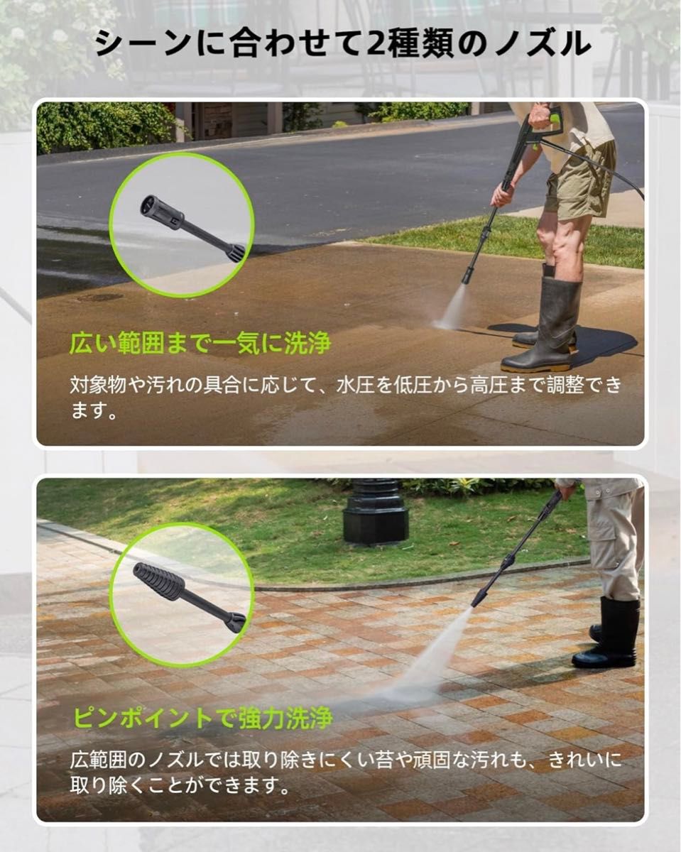 高圧洗浄機 1400W 最大吐出圧力10MPa 50Hz/60Hz 8m高圧ホース 3m水道ホース 水道直結