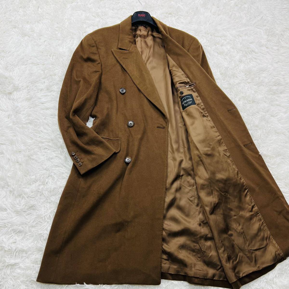 【美品/希少サイズ】MITSUMINE ミツミネ ロングチェスターコート LoroPiana ロロピアーナ イタリア製 マキシ丈 ダブルブレスト XL相当_画像1