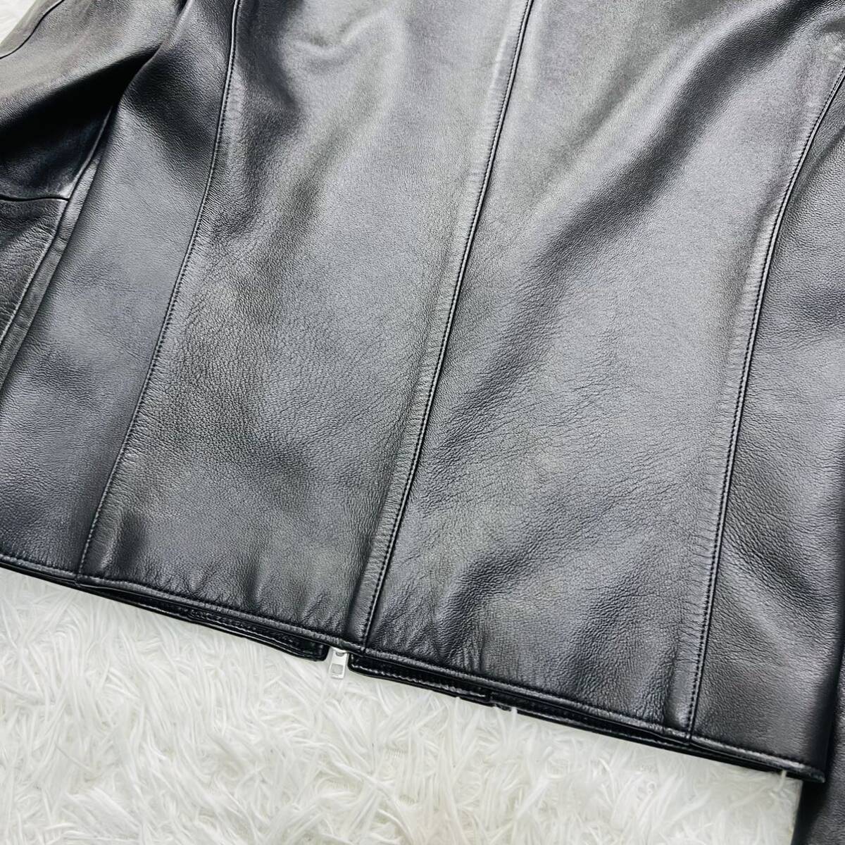 [ ultimate beautiful goods / rare L size ]LIDNMlidom single rider's jacket leather sheep leather sheepskin Toro Toro blouson Zip up 