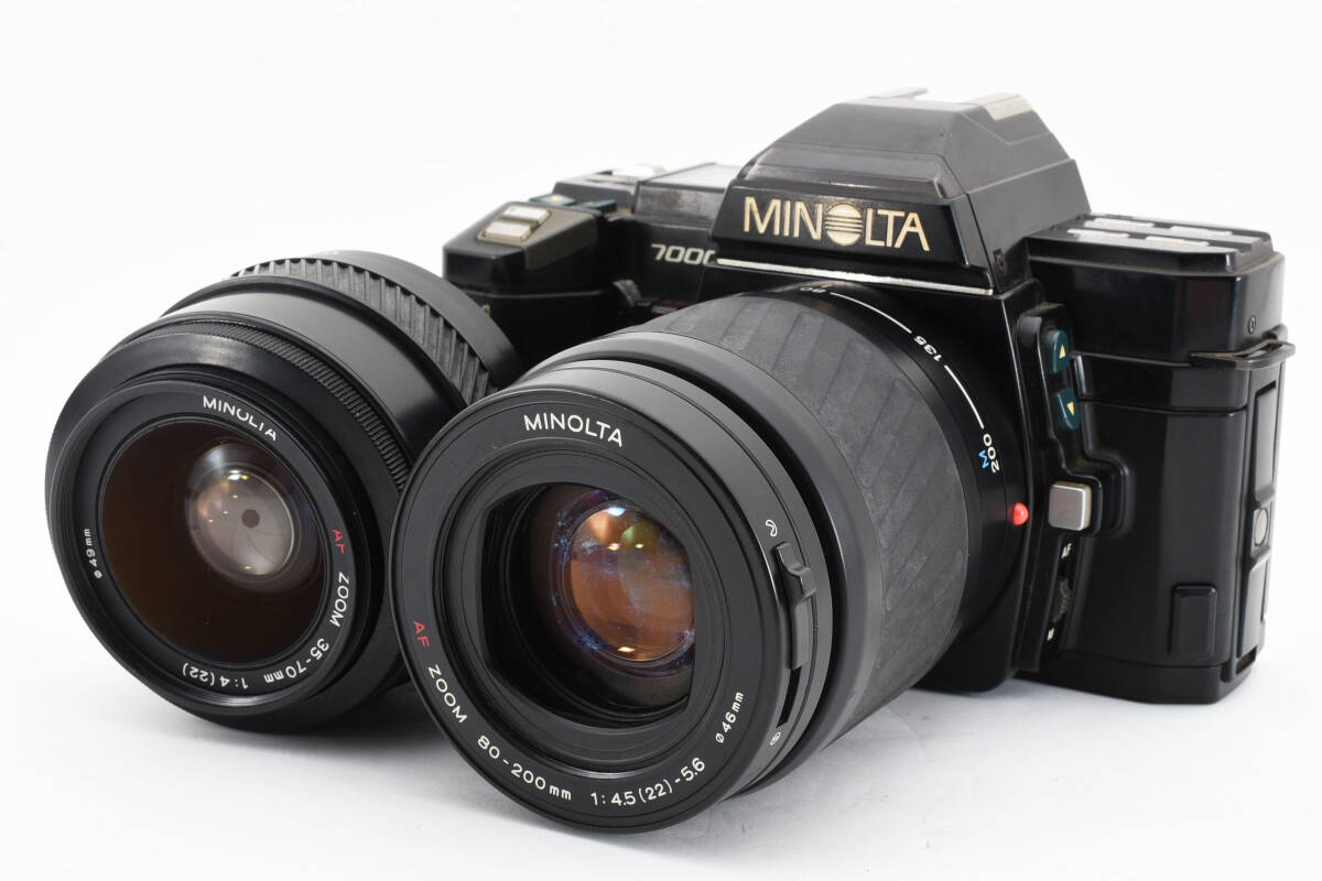MINOLTA 7000α 35-70mm 1:4(22)/80-200mm 1:4.5(22)-5.6レンズ2本＆ストロボ付き 一眼レフカメラ ミノルタの画像1