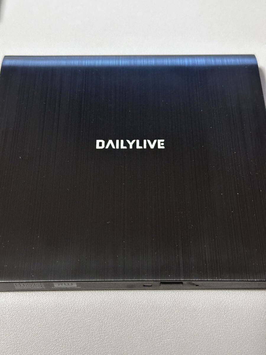 938) DAILYLIVE ブラック 外付けDVD/CDドライブ DVDレコ DVD-Rプレイヤー USB3.0&Type-C両用 内蔵ケーブル Window/Linux/Mac OS対応