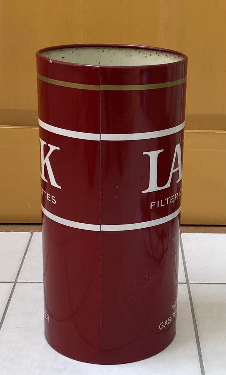 当時物 LARK ラーク タバコ 赤 ダストボックス ゴミ箱 ごみ入れ 傘立て 煙草 ヤンキー スチール缶 古い 昭和レトログッズ の画像2