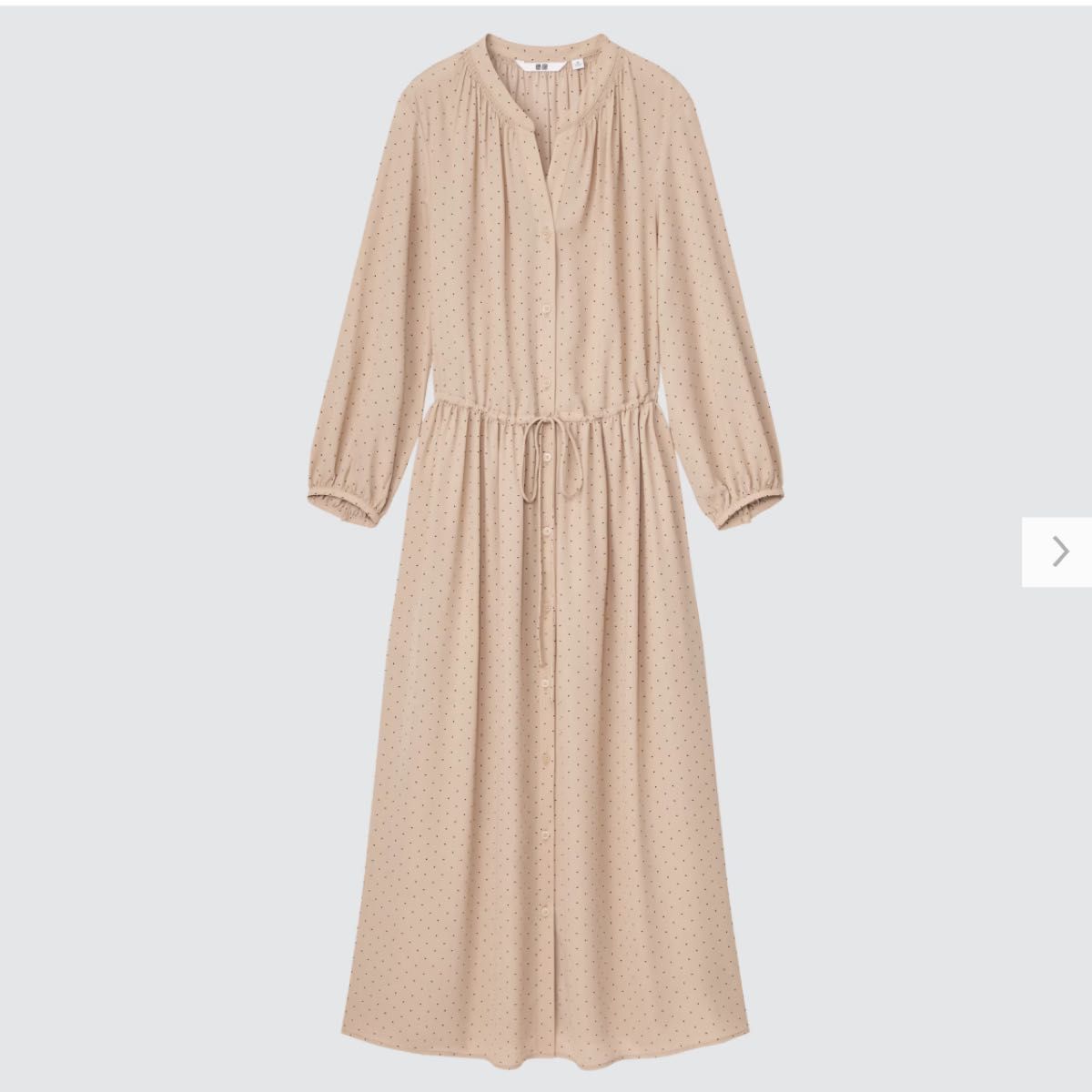 ユニクロ UNIQLO ロングワンピース 7分丈ドット ベージュ M ユニクロ UNIQLO ロングワンピース 7分丈ドット ベージュ M