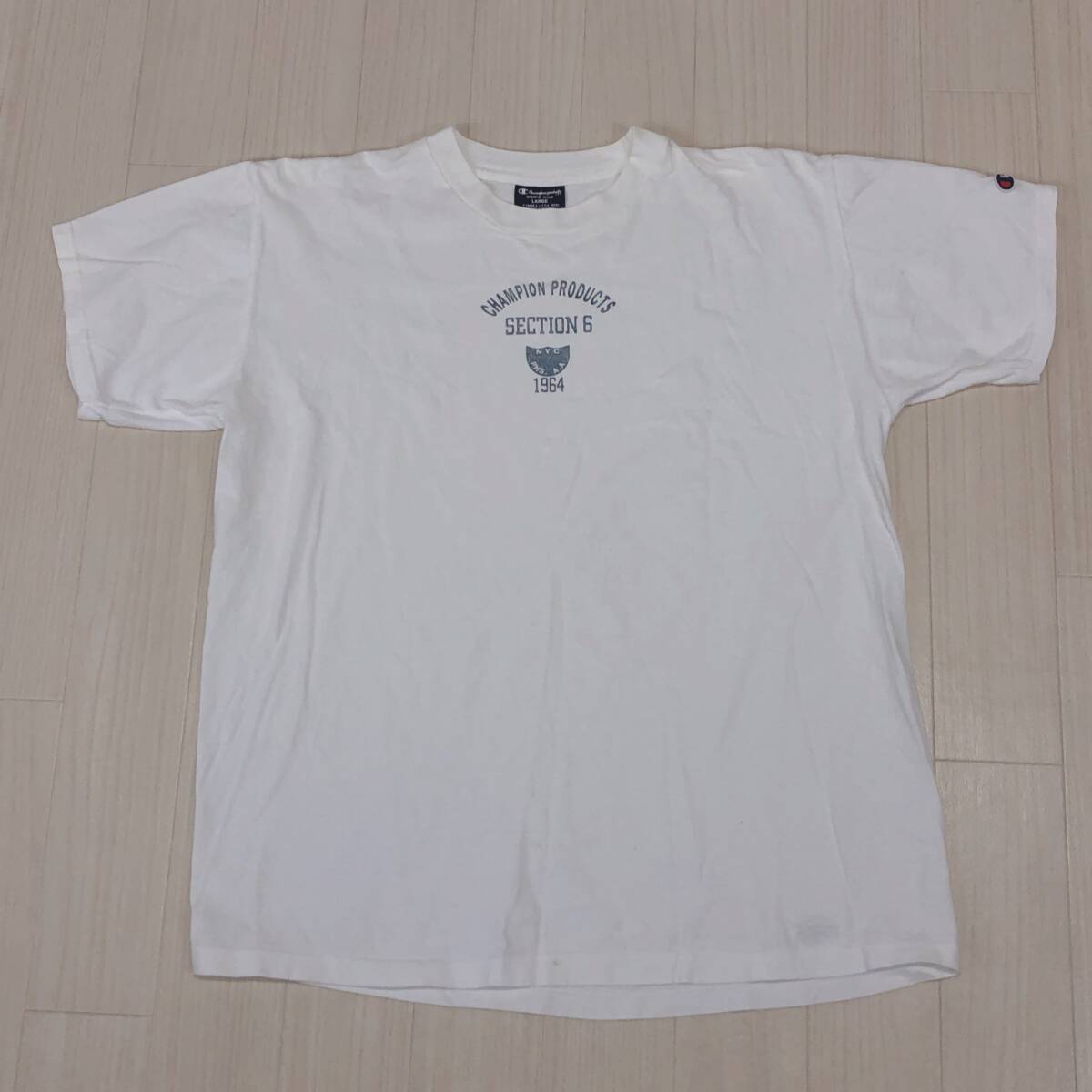 X875 Champion チャンピオン メンズ トップス Tシャツ 半袖 L ホワイト 白 プリント 綿100% コットン シンプル カジュアル スポーティ 夏_画像6