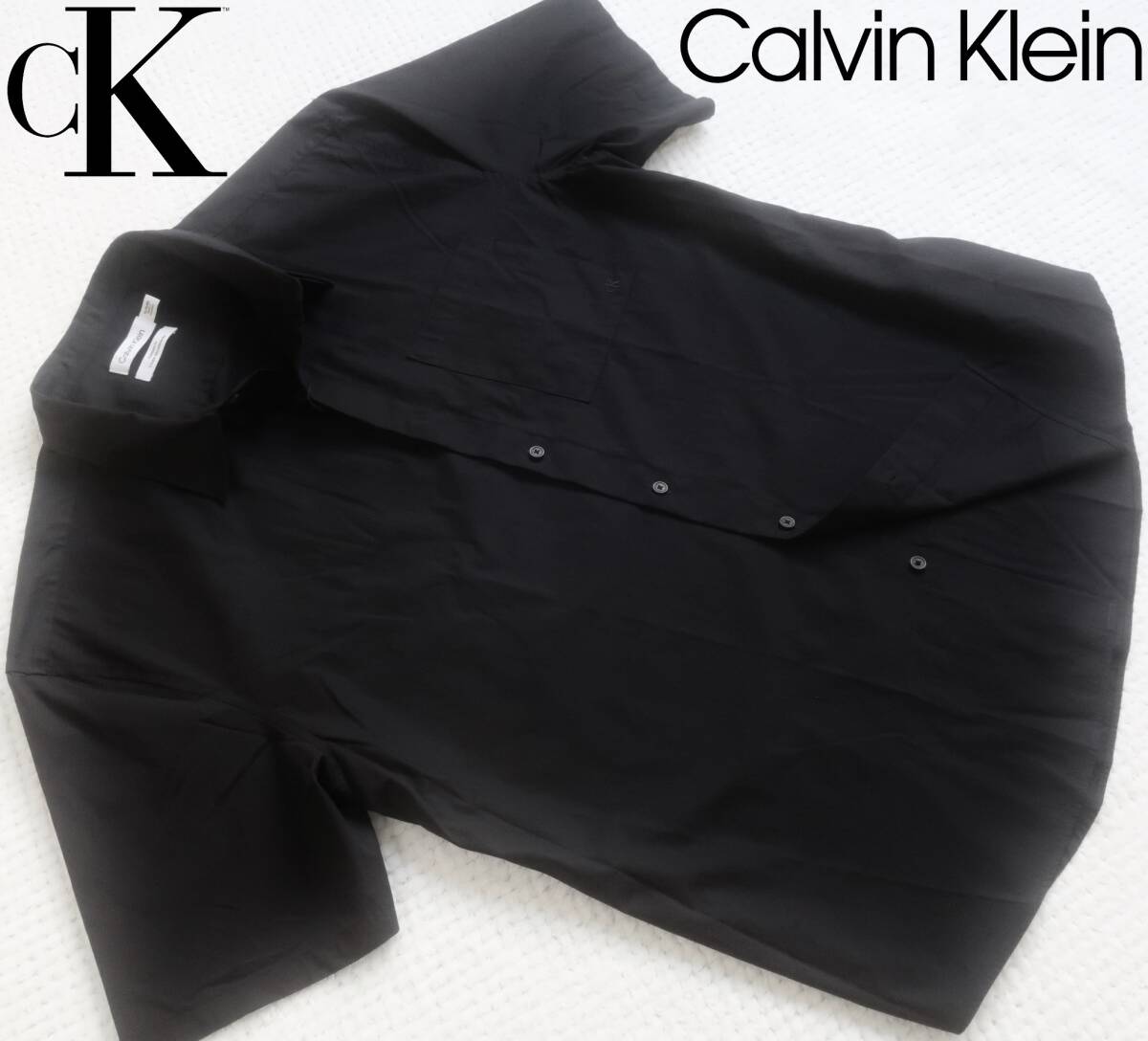 新品★カルバン クライン★オーバーサイズ★ブラック 半袖 シャツ★軽量 快適 オーバーシャツ 黒 XL★CALVIN KLEIN CK★229_画像1