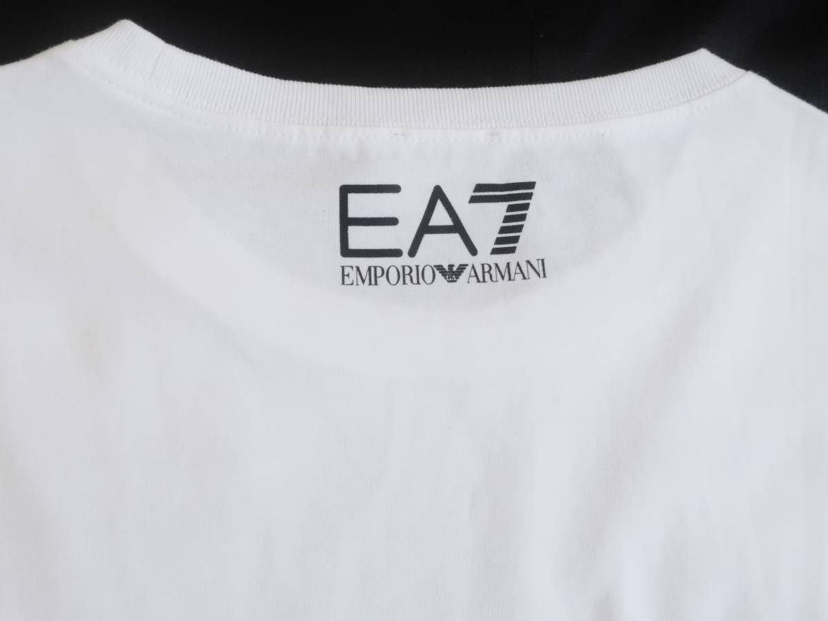 新品★エンポリオ アルマーニ★ホワイト Tシャツ★センター切替し ブラック ロゴプリント 白 黒 XL★EMPORIO ARMANI EA☆201_画像8