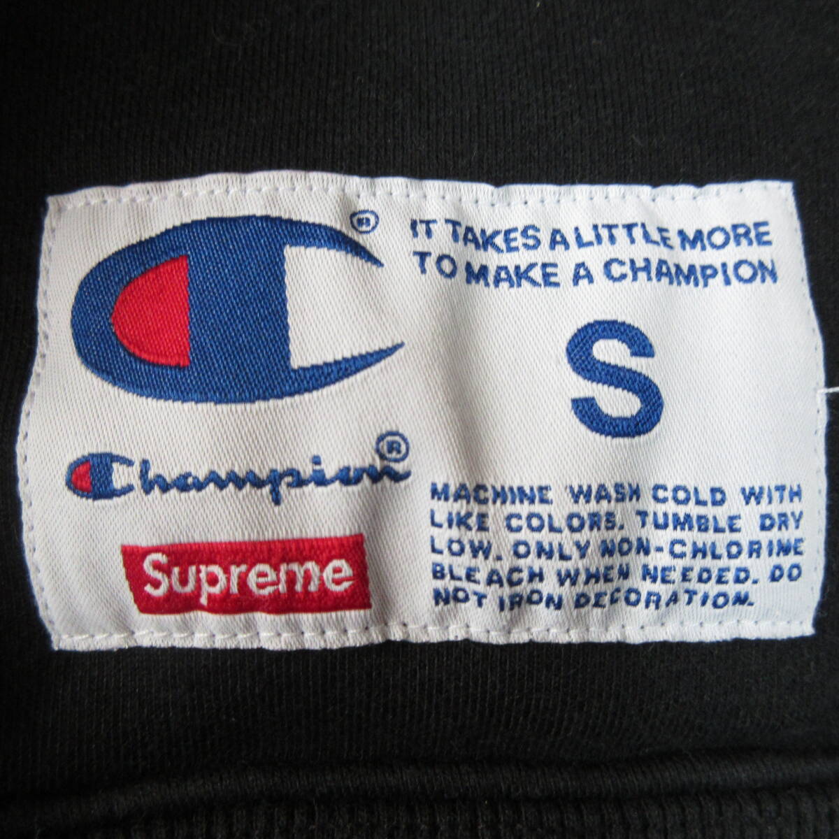 ○supreme シュプリーム◆Champion チャンピオンコラボ スウェット パーカー プルオーバー◆メンズ ブラック Sサイズ _画像7