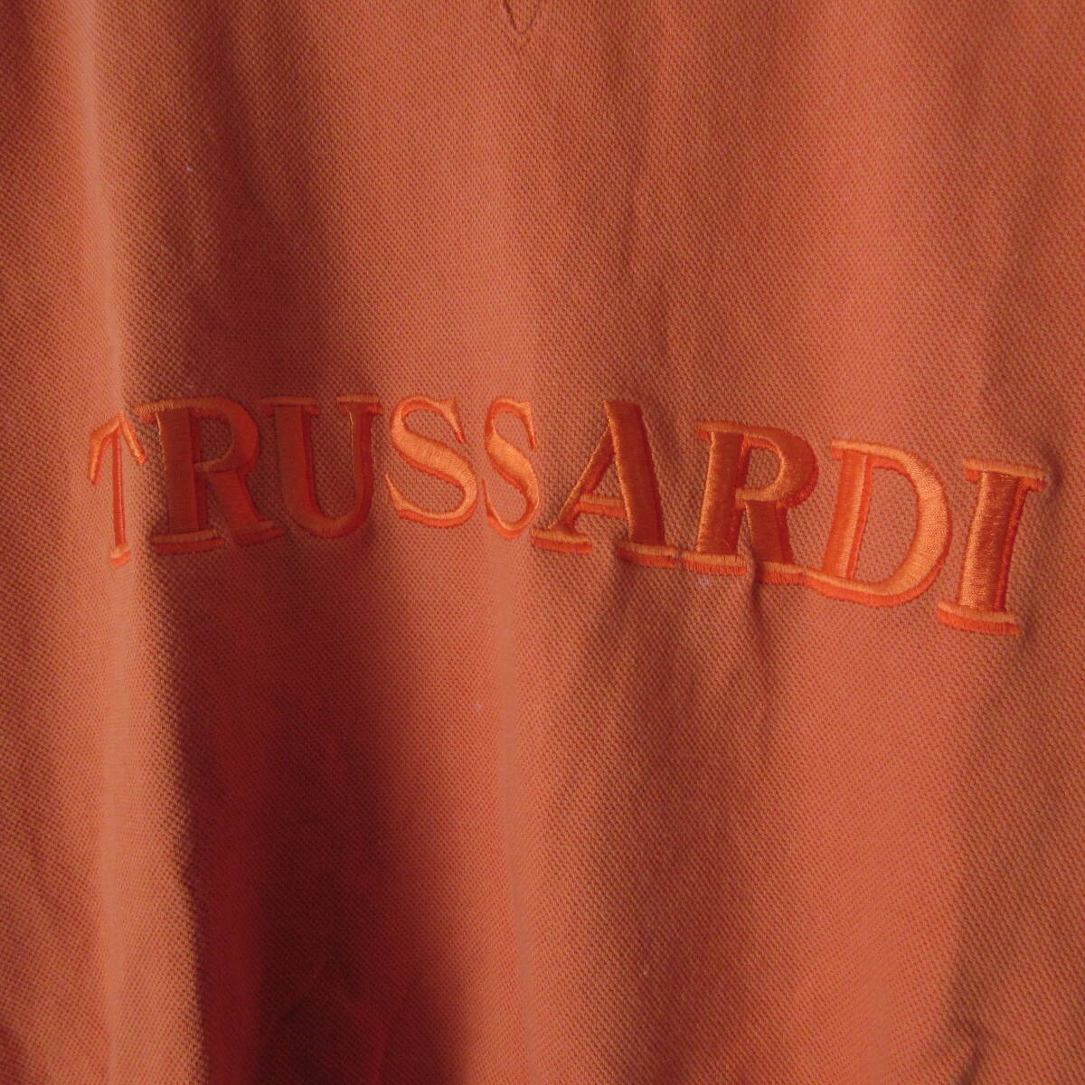 ○90s TRUSSARDI トラサルディ◆スウェット トレーナー ロゴ刺繍 イタリア製 90年代 古着◆メンズ オレンジ Mサイズ_画像5