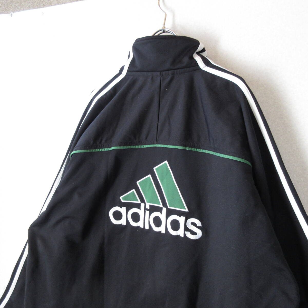 ○90s adidas アディダス◆ジャージ トラックジャケット デカロゴ パフォーマンスロゴ 90年代 古着◆メンズ ブラック O XLサイズ_画像6