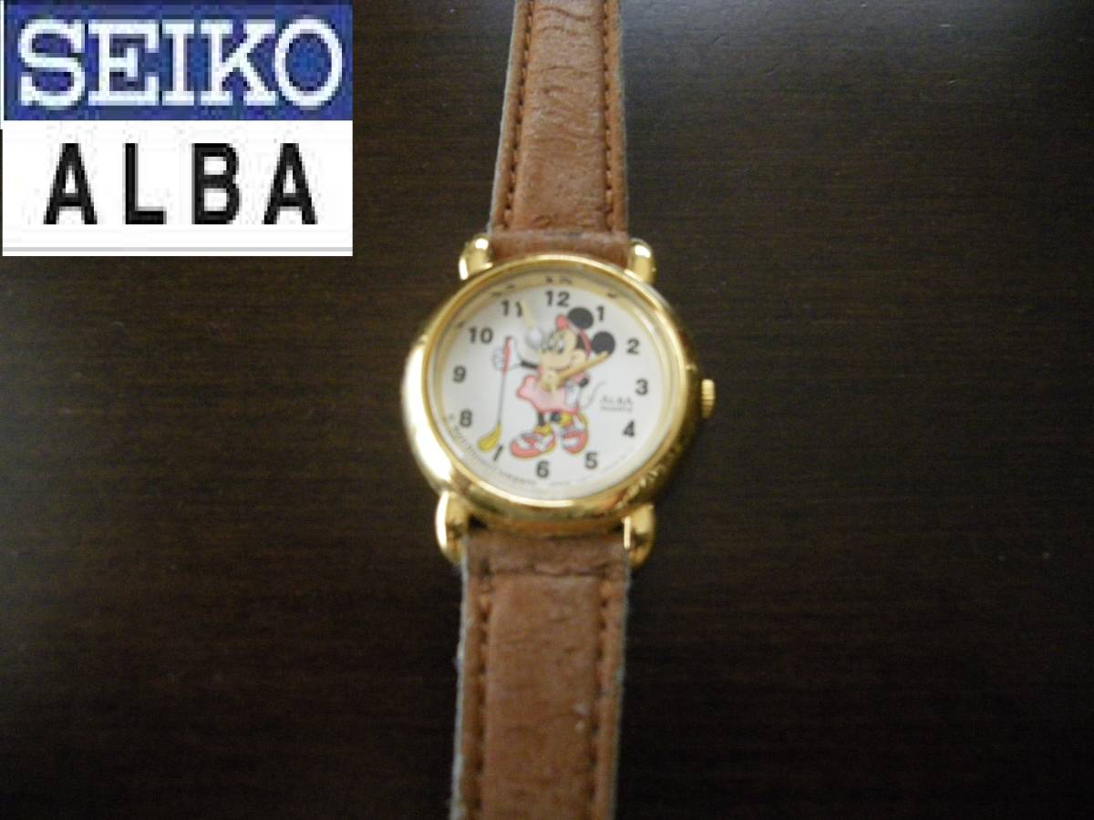 ☆SEIKO/ALBA/QUARTZ/ミニーマウス/腕時計/GOLF/JAPAN/ジャンク☆_画像1