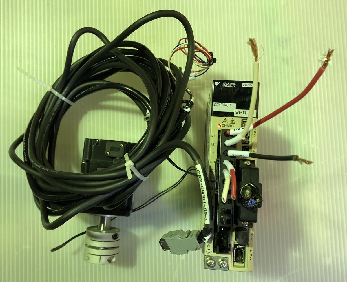 【中古品】安川電機 サーボパック パルス列指令形、サーボモータ SGDV-R90A01A、SGMJV-02ADA21