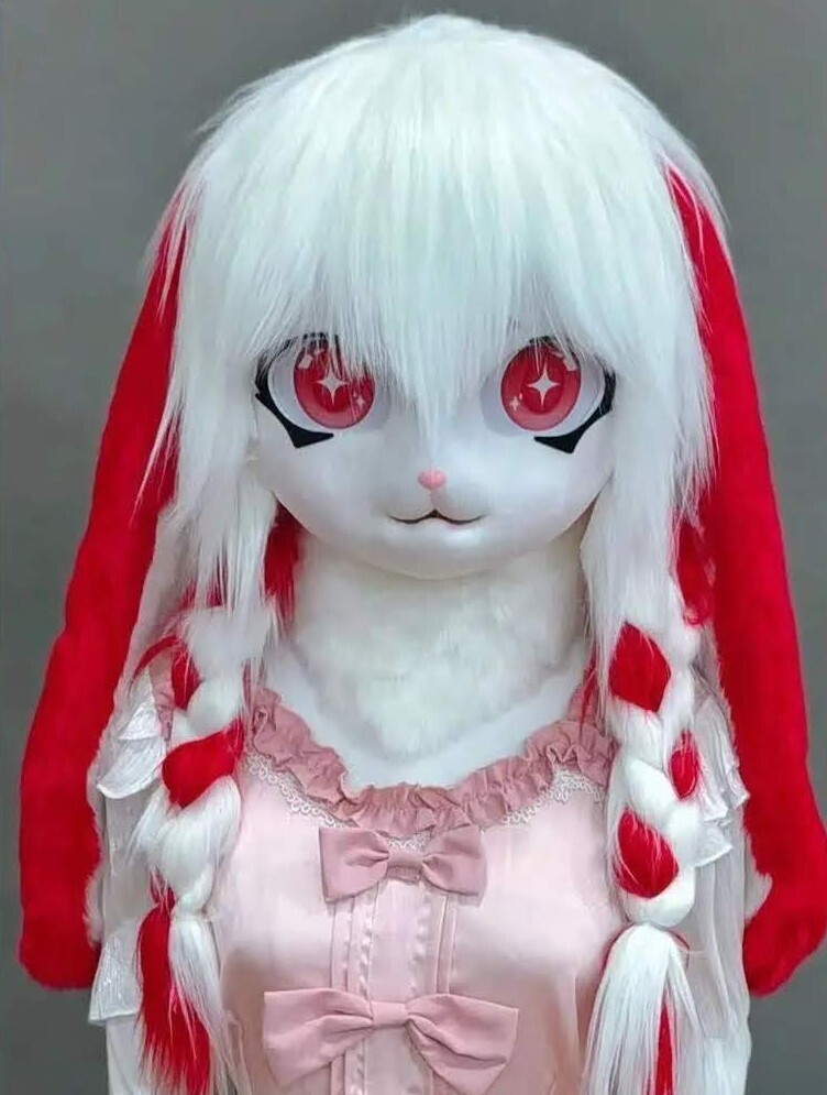 着ぐるみヘッド ウサギ耳 赤 兎面 全頭ヘッド ケモノ マスク 着ぐるみヘッド ウサギ耳 赤 兎面 全頭ヘッド ケモノ マスク
