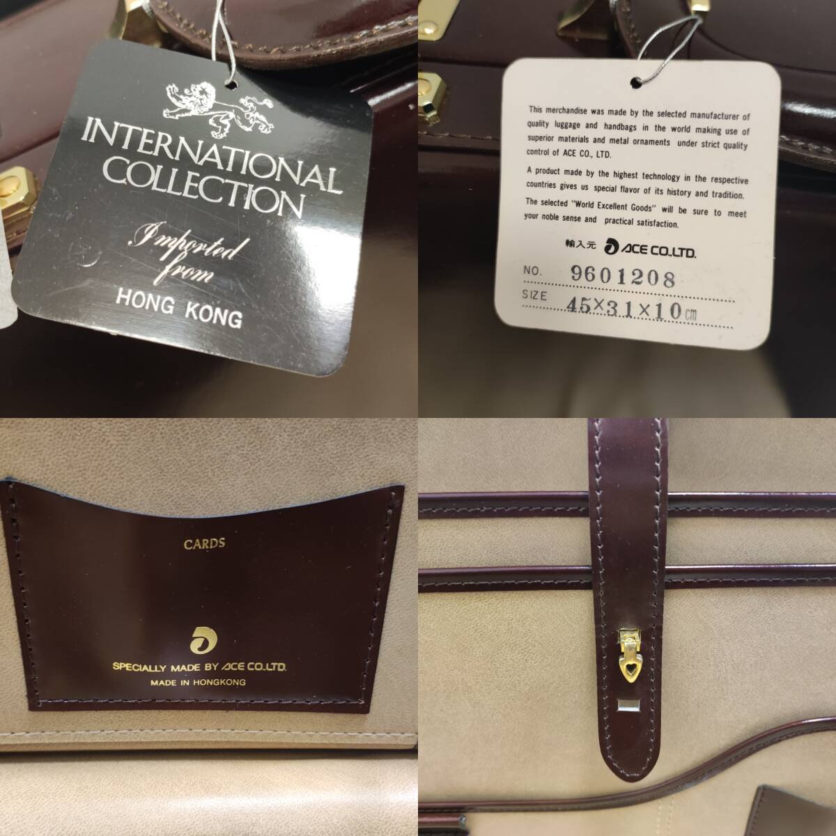 [ unused storage goods ] Ace cow leather attache case ACE INTERNATIONAL COLLECTION Hong Kong made PRESTO lock 