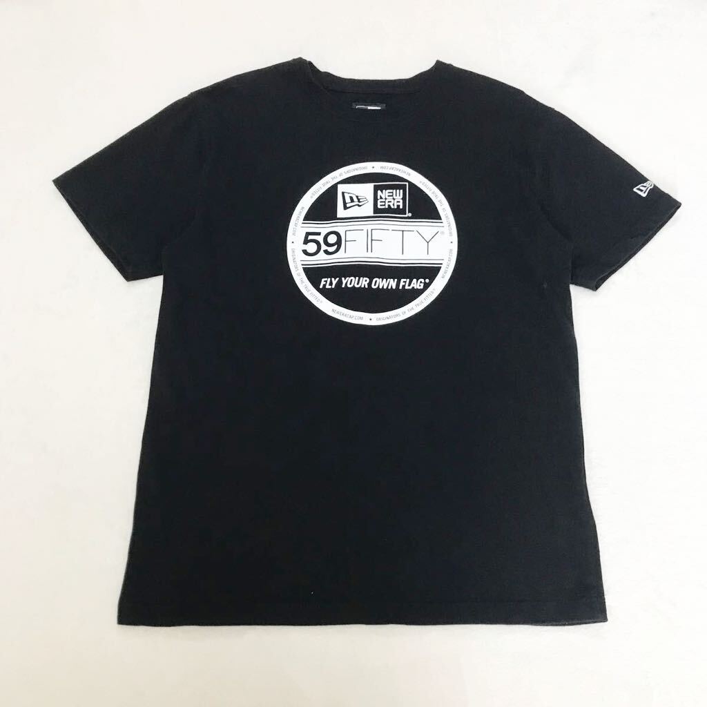 NEW ERA Tシャツ 半袖 ロゴマーク 刺繍 ビックロゴマーク プリント ブラック 黒 メンズ Ｌサイズ_画像1