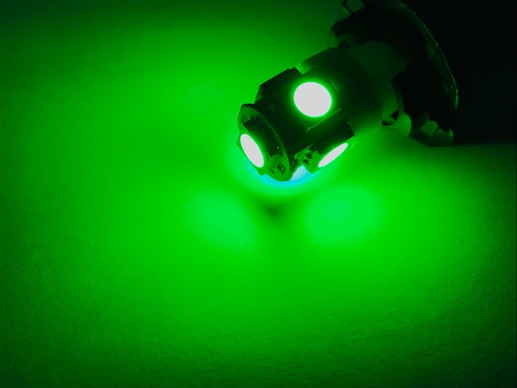 24V用 LED T10ウェッジ球 10個セット グリーン 3チップ5050SMD 5連 送料無料 緑_画像2