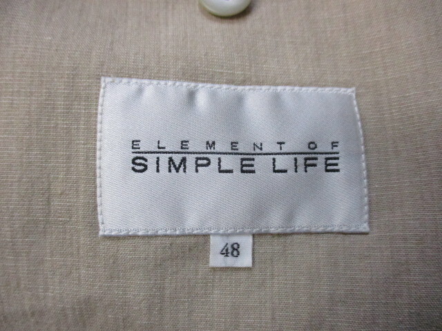 SIMPLE LIFE　シンプルライフ　リネンスーツ上下セットアップ　メンズ48 W88　ベージュ　麻使用テーラードジャケット＆スラックス　03052_画像3