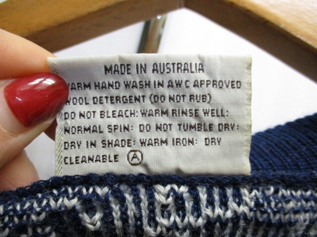 オーストラリア製　HYSPORT　コアラ柄セーター　メンズ16　紺白　3Dニットセーター　立体デザイン ウールセーター ニットトレーナー03071_画像3