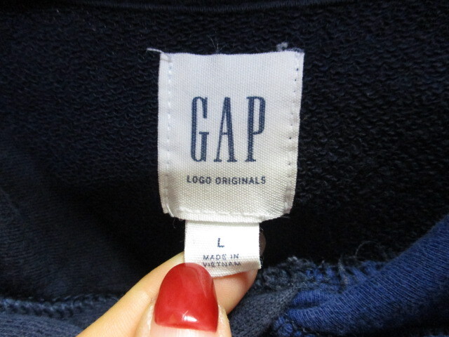 GAP　ギャップ　クレイジーパターン柄パッチワーク　スウェットパーカー　メンズL XXL相当　フーデッドトレーナー　フーディー　03141_画像2