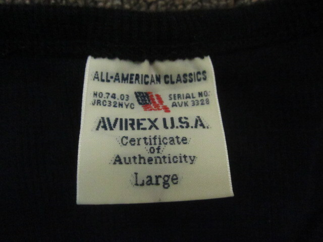 AVIREX　アヴィレックス　ストレッチ入りTシャツ　3枚セット　メンズL 黒　長袖Tシャツ サーマル地Tシャツ ワッフルシャツ カットソー03169_画像2