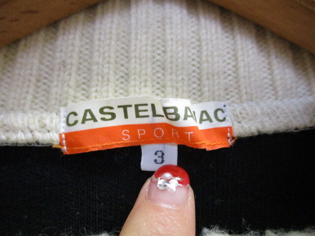 カステルバジャック ニットジャケット メンズ３ 黒 ロゴ刺繍ニットセーター ウールセーター ウールジャケット ニットトレーナー03211の画像2