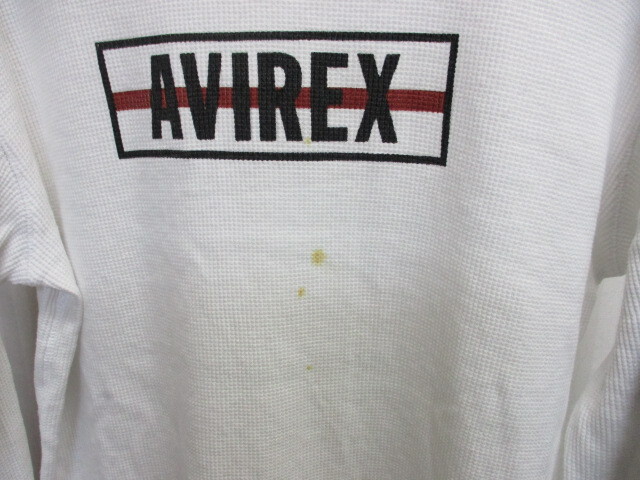 AVIREX　アヴィレックス　サーマル地Tシャツ　メンズXL LL　ボックスロゴ 白Tシャツ ワッフルシャツ ストレッチシャツ 長袖カットソー03262_画像4