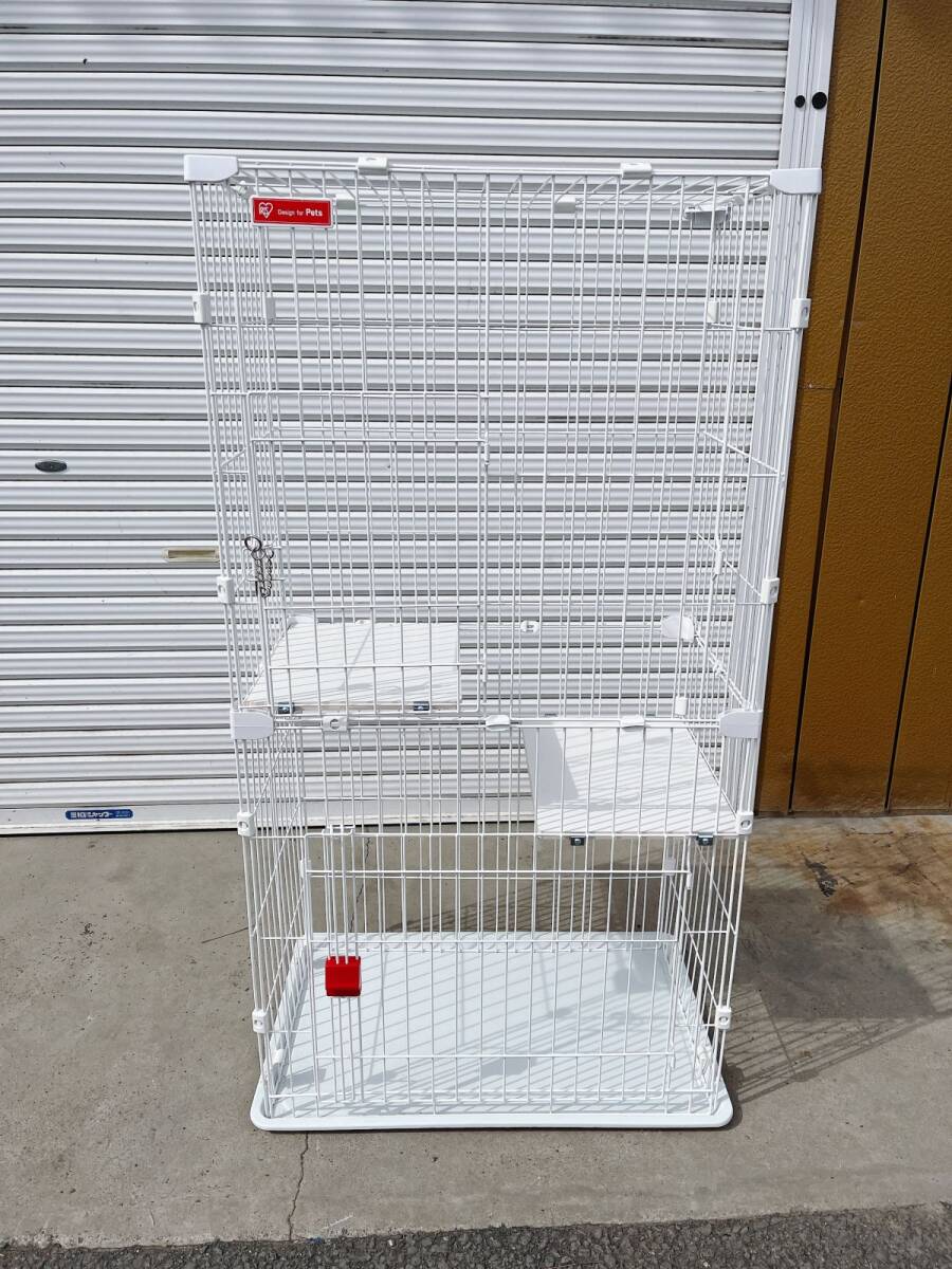 未使用保存品 アイリスオーヤマ スリムキャットゲージ 2段 ホワイト PSCC-752 スリムタイプ 猫用 引取歓迎 茨城県 0319あら1 M 160は_画像2