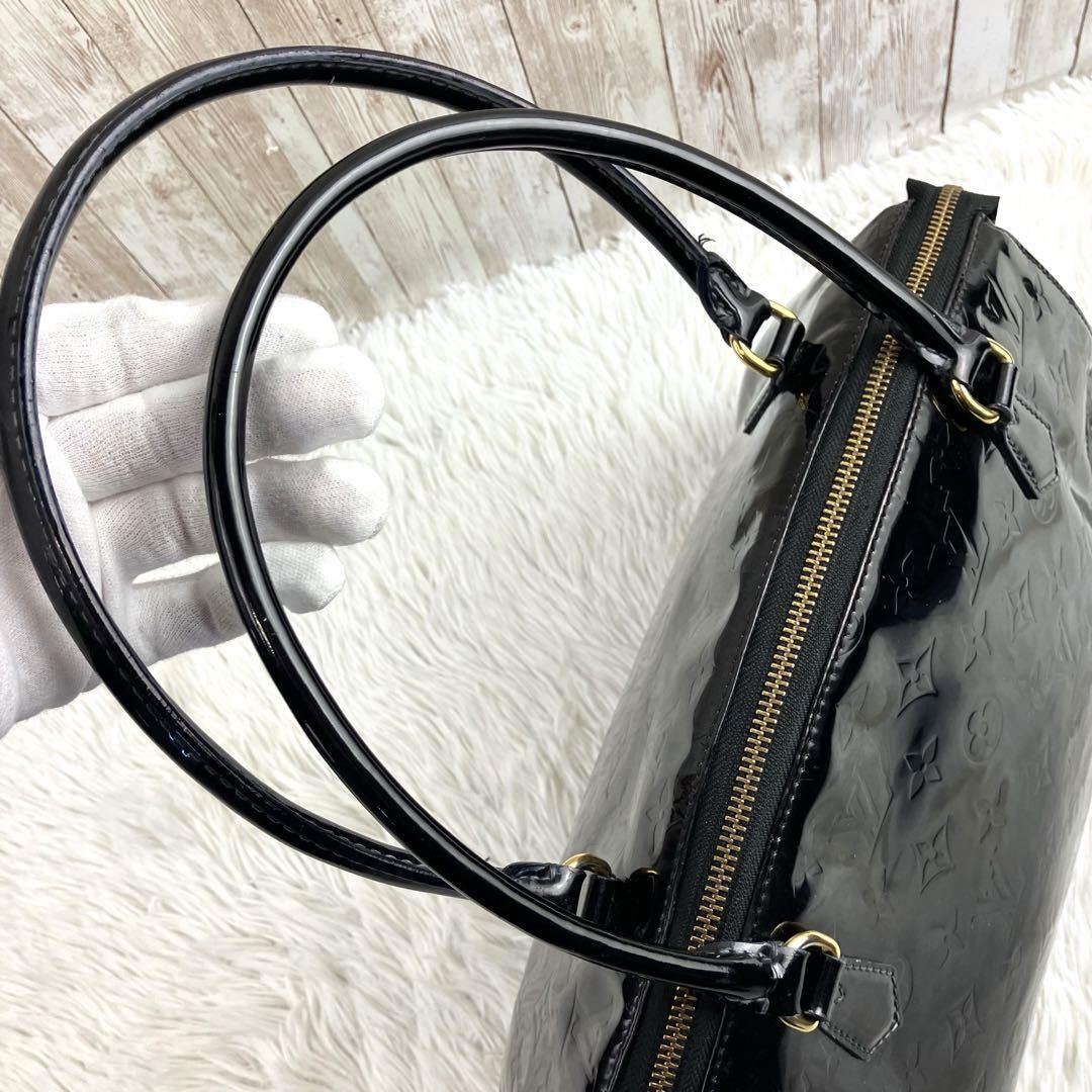 希少 LOUIS VUITTON ルイヴィトン モノグラム ヴェルニ シャーウッド GM ショルダーバッグ トート ハンドバッグ レザー ブラック 黒 M91489_画像8