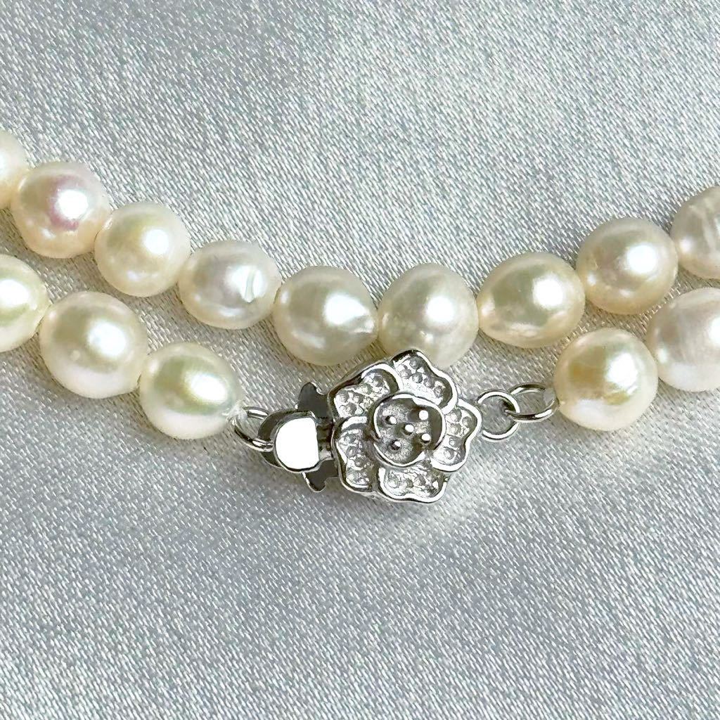 綺麗！本真珠ネックレス5mm 80cm ロングパールネックレス ベビーパールjewelry Pearl 留め具部分SILVER刻印ありの画像2