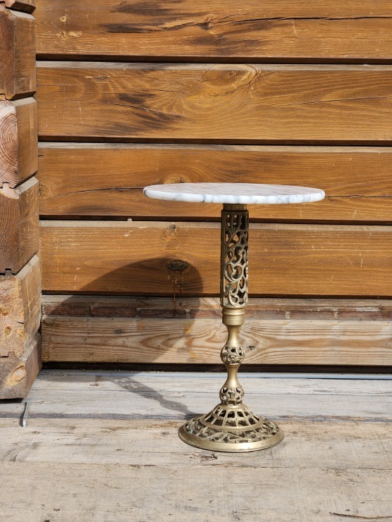 大理石風　サイドテーブル　真鍮　丸テーブル　ミニ　高さ43㎝_画像2
