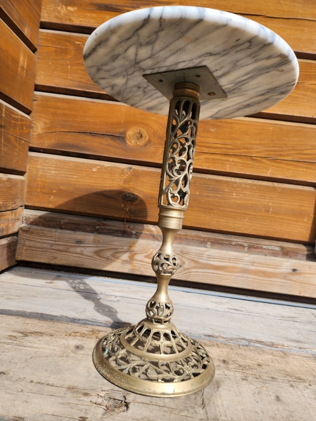大理石風　サイドテーブル　真鍮　丸テーブル　ミニ　高さ43㎝_画像4