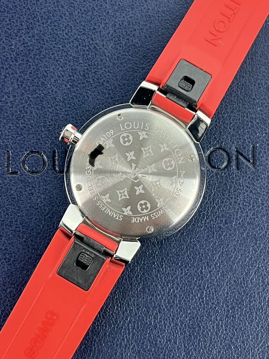 LOUIS VUITTON Louis * Vuitton наручные часы язык b-ru тонкий бриллиантовая оправа ракушка циферблат монограмма белый красный QZ женский 