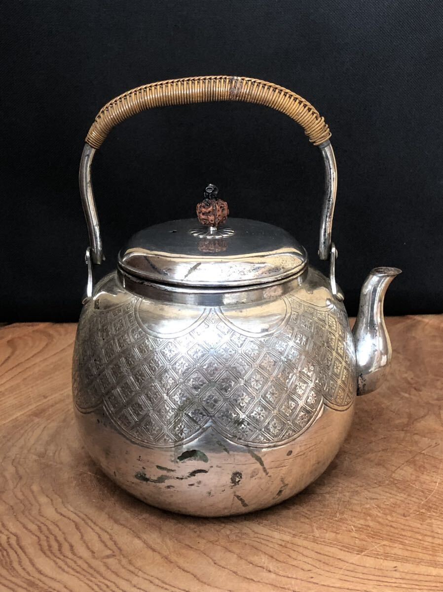 [ silver made ] silver bin *. shape .*388g* tea utensils 