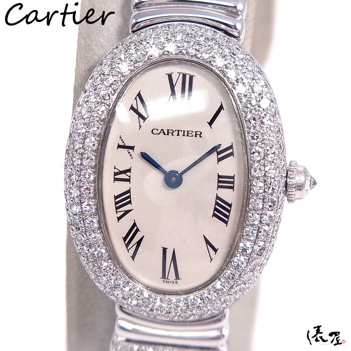 【カルティエ】ベニュワール ダイヤブレス 極美品 K18WG フルダイヤ レディース 腕時計 Cartier 俵屋