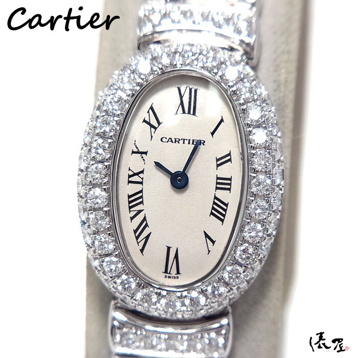 【フルダイヤ】 カルティエ ミニベニュワール WG ダイヤブレス 極美品 ホワイトゴールド レディース 腕時計 Cartier 俵屋_画像1
