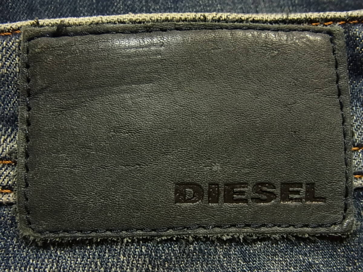 W30 DIESEL ディーゼル スリムストレート スキニー ヴィンテージダメージ加工デニム ストレッチタイトシルエットジーンズ_画像6