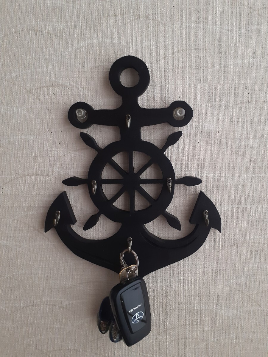  boat. squid li ornament key hook ( woodworking art )
