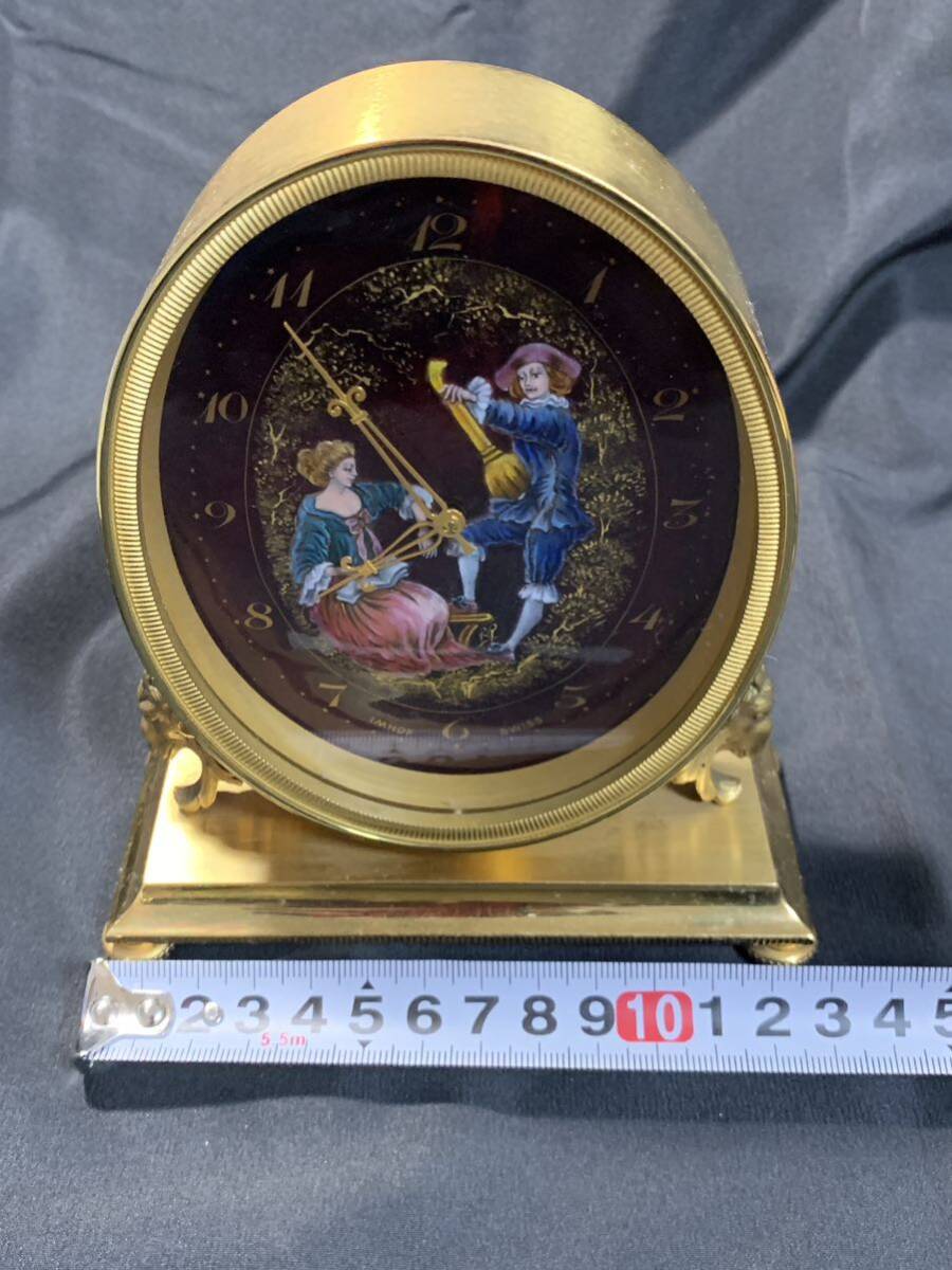 【動作品】IMHOF インホフ スイス製 置時計 七宝焼 手巻き 15石 15jewel clock 高級時計 の画像9