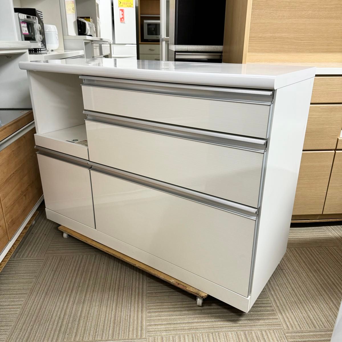 高級 古賀家具 120cm幅キッチンカウンター 食器棚 収納家具 艶 高級 古賀家具 120cm幅キッチンカウンター 食器棚 収納家具 艶