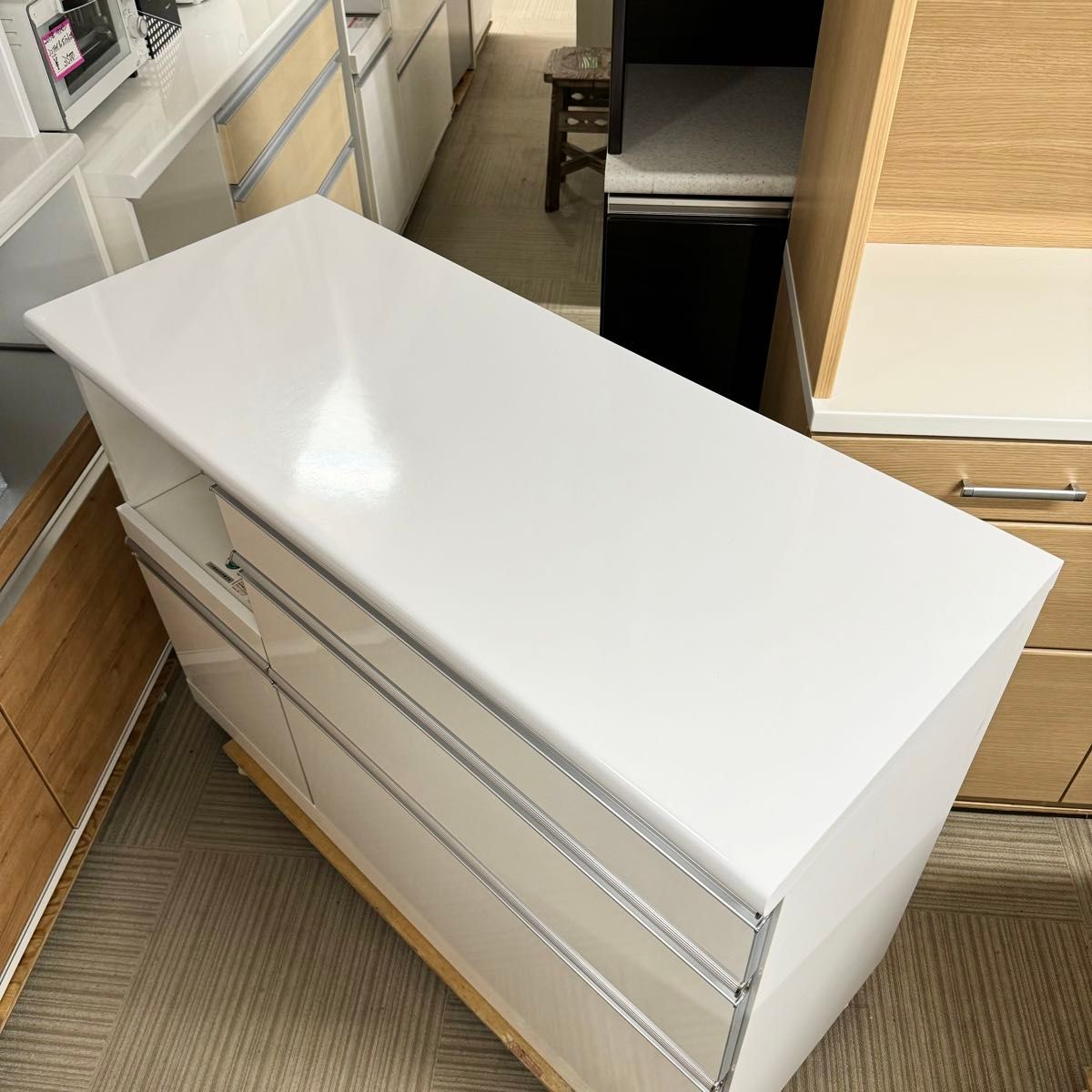 高級 古賀家具 120cm幅キッチンカウンター 食器棚 収納家具 艶 高級 古賀家具 120cm幅キッチンカウンター 食器棚 収納家具 艶