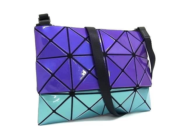 ■新品同様■ BAO BAO ISSEY MIYAKE バオバオイッセイミヤケ PVC クロスボディ ショルダーバッグ パープル系×ライトブルー系 AX3662