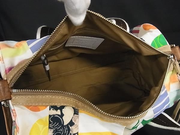 1円 COACH コーチ 10452 ハンプトンズウィークエンド パッチワーク キャンバス 2WAY ハンドバッグ トート ショルダー マルチカラー BG7155_画像5