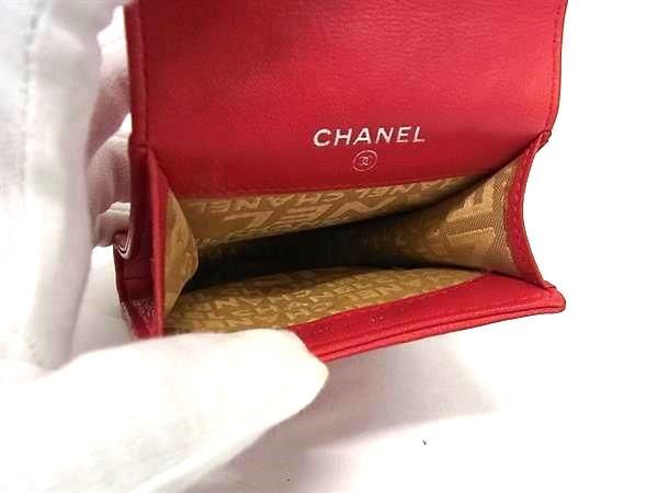 1円 ■美品■ CHANEL シャネル ココマーク アイコンライン レザー マルチケース シガレットケース タバコケース ポーチ レッド系 AZ0810_画像4