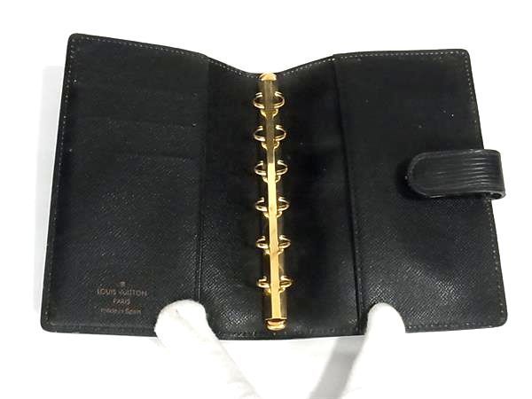 1円 LOUIS VUITTON ルイヴィトン R20052 エピ アジェンダPM 6穴式 手帳カバー スケジュール帳 ノワール ブラック系 AV8292_画像4